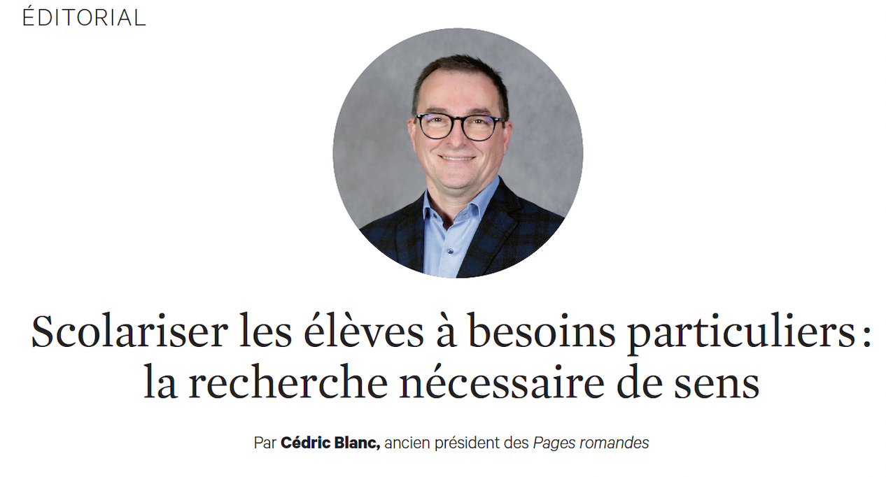 École inclusive: éditorial par Cédric Blanc